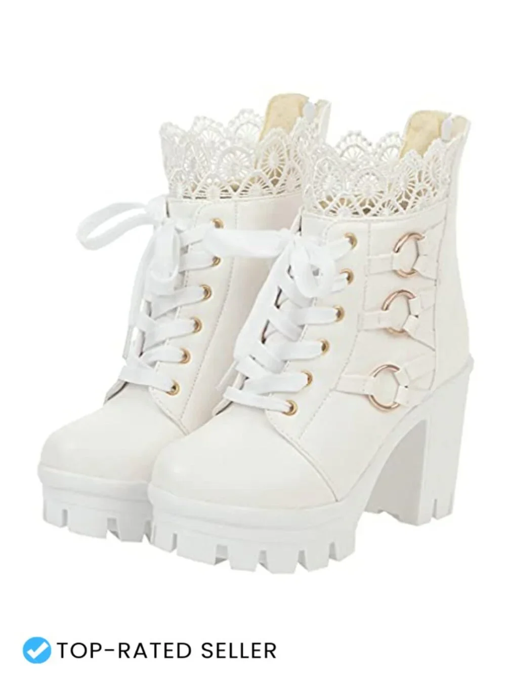 Chunky Platform Ankle Boots High Heel Lace Up Back Zipper Gothic Sweet Lolita